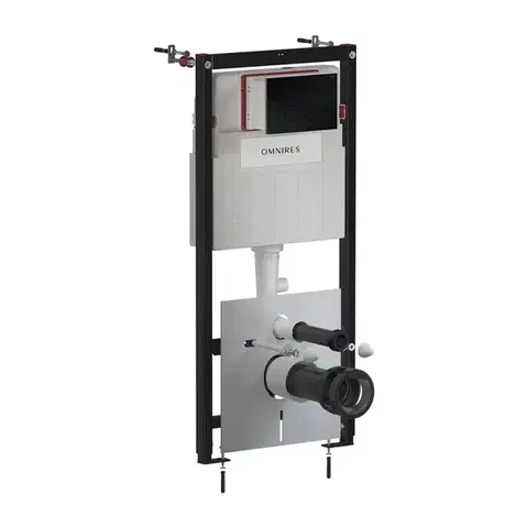 Záchody OMNIRES - Set: STRONGFRAME podomietkový rám ECO + STEEL-R45 nerez tlačidlo, čierny polomat STFWCECO1R45-RBL