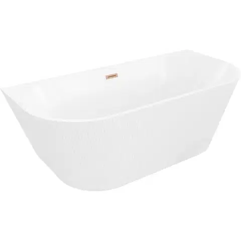 Vane MEXEN/S - Oris voľne stojaca vaňa nástenná reliéf 170 x 80, biela, sifón a prepad meď kartáčovaná 52871708000-65