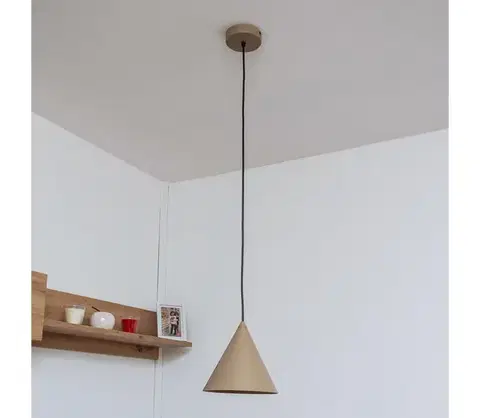 Svietidlá  Závesný luster na kábli ETNA II 1xE27/15W/230V pr. 18,5 cm béžová W-KM 1930/1 BE-B