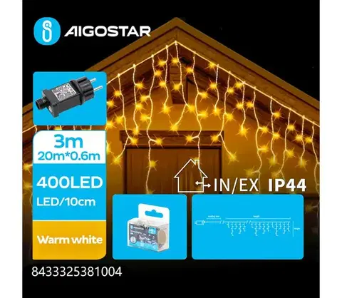 LED osvetlenie  B.V.  - Vonkajšia LED reťaz 400xLED/8 funkcií 23x0,6m IP44 teplá biela B103031QN
