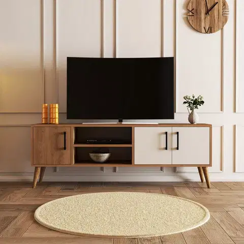 TV stolíky HANY TV stolík na nožičkách, dub / biela