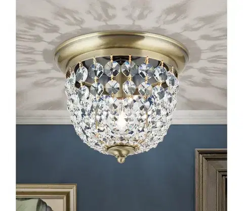 Svietidlá Orion DLU 1840/26-Krištáľové str. svietidlo PLAFOND 1xE27/40W/230V pr.26 cm bronz DLU 1840/26 Patina
