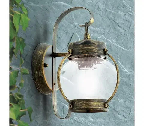 Svietidlá Orion - Vonkajšie nástenné svietidlo TAVERNA 1xE27/60W/230V IP23 bronz/patina AL 11-1165 schwarz-gold