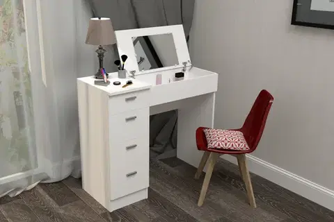 Kozmetický stolík GLAMOR toaletný & písací stolík, biela