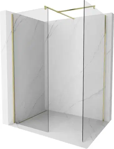 Sprchové dvere MEXEN/S - Kyoto Sprchová zástena WALK-IN 125 x 120, transparent, zlatá kartáčovaná 800-125-202-55-00-120