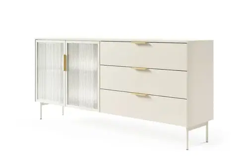 Nábytok ArtLas Komoda NAIRE 2D3S s LED osvetlením | cashmere