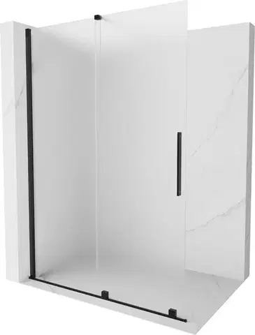 Sprchové dvere MEXEN/S - Velar Sprchová zástena posuvná Walk-in 140 x 200, dekor 8 mm, čierna 871-140-000-33-70