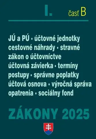 Zákony, zbierky zákonov Zákony 2025 I/B – Účtovné zákony (Úplné znenie po novelách k 1. 1. 2025) - Kolektív autorov