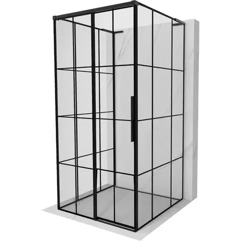 Sprchovacie kúty MEXEN/S - Rox-3S L sprchový kút 3 stenný, posuvný ľavá 95 x 95, čierna kratka, čierna 8C2L-095-095-70-77-3S-L
