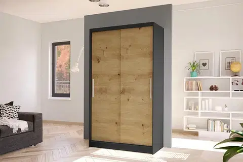 Šatníkové skrine Šatníková skriňa RICA 1 čierna/dub artisan
