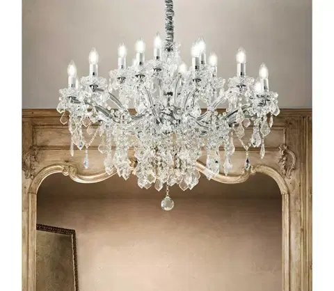 Svietidlá Ideal Lux - Krištáľový luster na reťazi FLORIAN 18xE14/40W/230V pr. 86 cm číra 075150