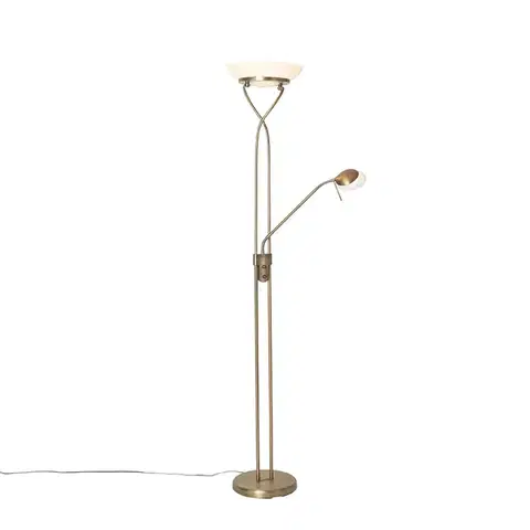 Stojace lampy Bronzová stojaca lampa vrátane LED a stmievača s lampou na čítanie - Empoli