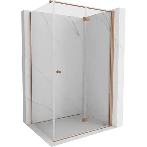 Sprchovacie kúty MEXEN/S - Mist-F sprchovací kút skladacie dvere pravá 120 x 120, transparent, meď kartáčovaná 8A6T-120-120-65-00-P