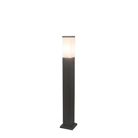 Zahradne stlpove lampy Moderné vonkajšie lampy na stĺp tmavosivá s opálom 80 cm IP44 - Malios