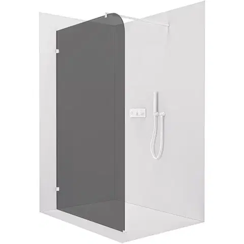 Sprchové dvere CERANO - Sprchová zástena Walk-in Orbis Round Ľ/P - 8 mm - okrúhla vzpera - biela matná, grafitové sklo - 130x200 CER-978765