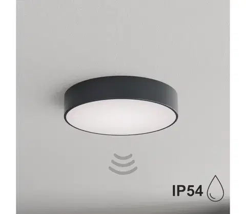 Svietidlá BRILAGI - Kúpeľňové stropné svietidlo s pohybovým senzorom CLARE 3xE27/24W/230V priemer 40 cm antracit IP54 8590828125709