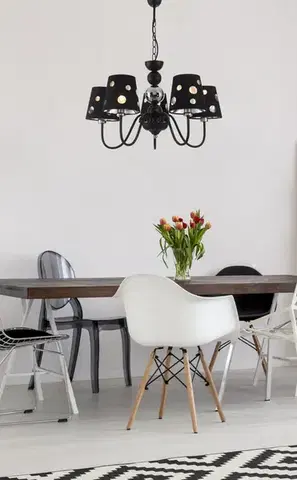 Svietidlá Čierna závesná lampa 5xE14 Batley Ledea