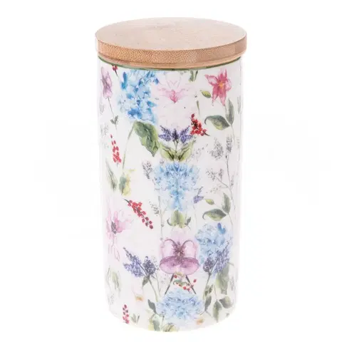 Misky a misy Porcelánová dóza s bambusovým viečkom Flower Garden, 500 ml