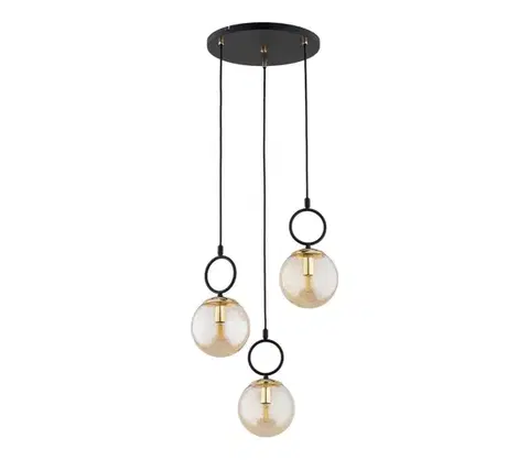 Svietidlá  Luster na lanku LISTER 3xE14/10W/230V čierna/dymová béžová 62567