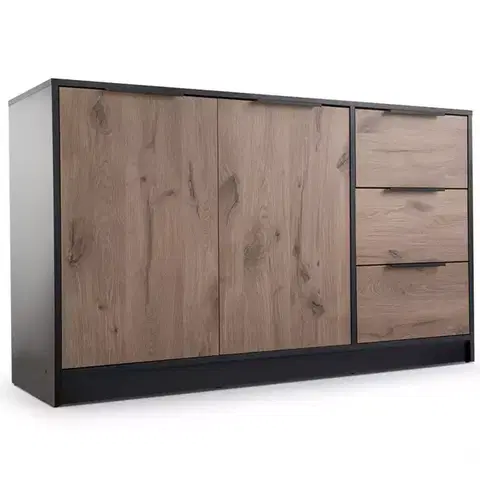 Komody do spálne Komoda Duarte 2D3S čierna/dub viking