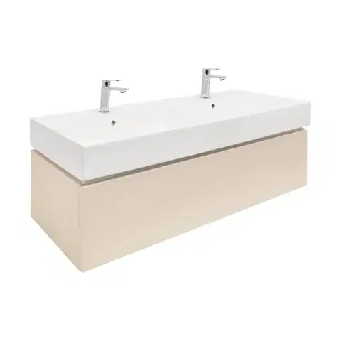 Kúpeľňový nábytok Kúpeľňová skrinka s umývadlom SAT Feel 120x30x46 cm pieskovo béžová mat SATFEEL120BEU2B SATFEEL120BEU2B