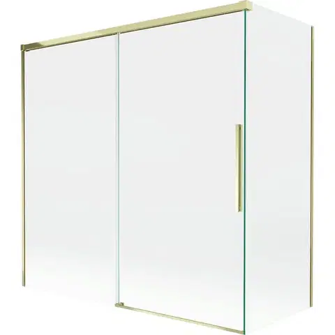 Sprchové dvere MEXEN/S - Rox vaňová zástena 2-krídlová posuvná 160 + 70 x 150, transparent, zlatá 8C9-160-070-50-00