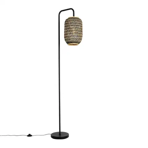Stojace lampy Orientálna stojaca lampa bambusová s čiernou - Yvonne