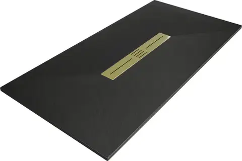Vane MEXEN/S - Toro obdĺžniková sprchová vanička SMC 180 x 80, čierna, mriežka zlatá 43708018-G