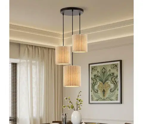 Svietidlá BRILAGI - Luster na lanku NORDIC WAVE 3xE27/15W/230V pr. 38 cm ľan/čierna BRI390