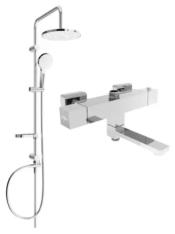 Sprchy a sprchové panely MEXEN/S - Erik sprchový stĺp vrátane sprchovej termostatickej batérie Cube, chróm 77910205-00