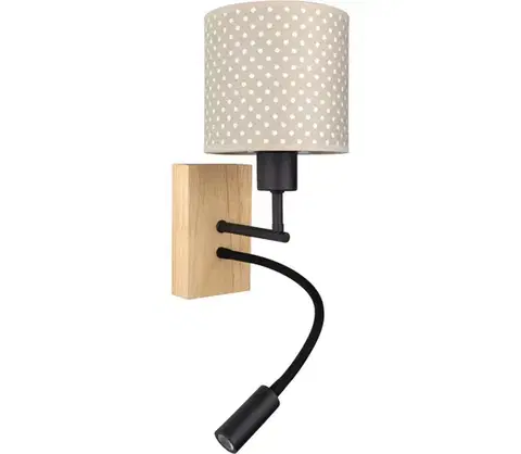 Svietidlá BRILAGI - LED Flex. lampa BOBO WOOD 1xE27/25W/230V + LED/3W dub/čierna/béžová/bodkovaná BG1564+BG5581