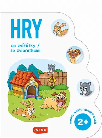 Nalepovačky, vystrihovačky, skladačky Hry se zvířátky / so zviertatkami 2+ - modrý sešit / modrý zošit (CZ/SK vydanie)