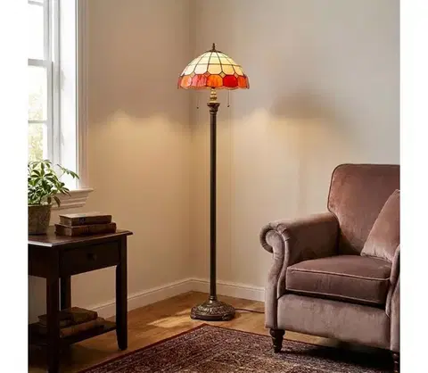 Lampy BRILAGI - Tiffany vitrážová stojacia lampa SIENNA 2xE27/60W/230V BRF-8008
