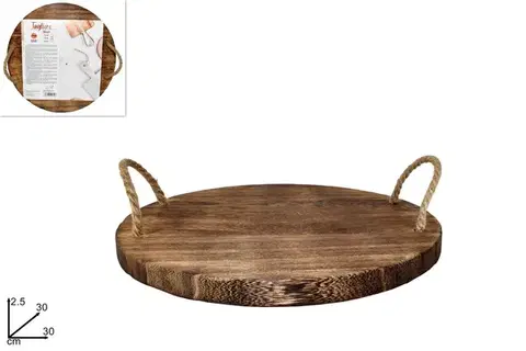 Lopáre a dosky na krájanie MAKRO - Lopár guľatý drevo 30cm