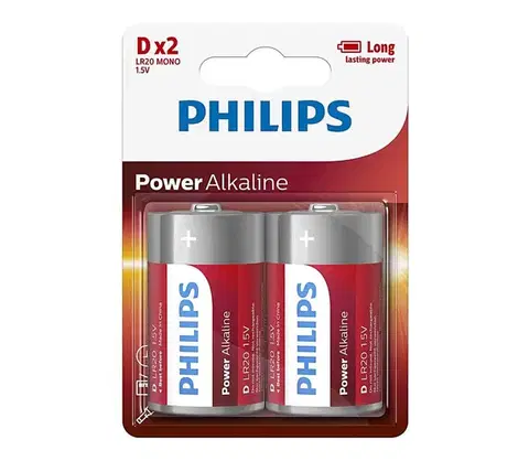 Predlžovacie káble Philips LR20P2B/10 - 2 ks Alkalická batéria D POWER ALKALINE 1,5V 14500mAh Phil-LR20P2B/10