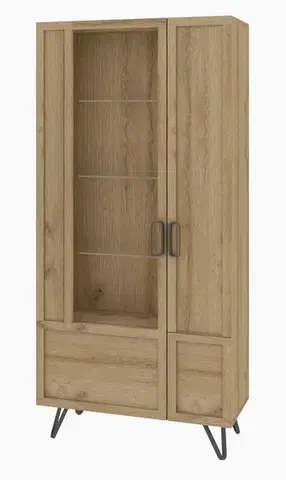 Vitríny Vitrína z masívu BIMBO 12 s LED, dub divoký / artisan olej