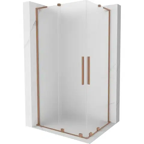 Sprchovacie kúty MEXEN/S - Velar L Duo sprchovací kút, posuvné dvere 100 x 90, dekor, meď kartáčovaná 871-100-090-02-33-65