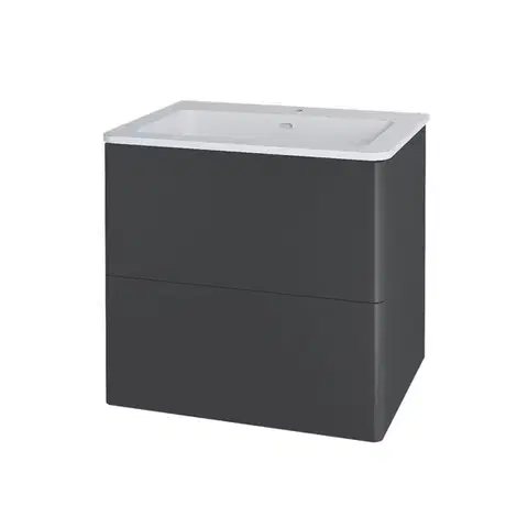 Kúpeľňový nábytok Mereo Siena, kúpeľňová skrinka s umývadlom z liateho mramoru 61 cm, antracit mat CN430M