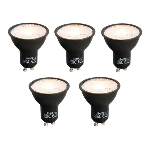 LED osvetlenie Sada 5 stmievateľných LED žiaroviek GU10 čiernych 6W 500lm 2700K