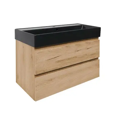 Kúpeľňový nábytok Kúpeľňová skrinka 2 zásuvková s umývadlom SAT B-Way 99x50x45 cm dub mat BWAY2100OAKU2BB BWAY2100OAKU2BB