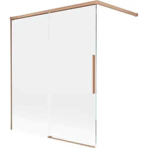 Sprchové dvere MEXEN/S - Rox vaňová zástena 2-krídlová posuvná 140 x 150, transparent, meď kartáčovaná 8C9-140-003-65-00