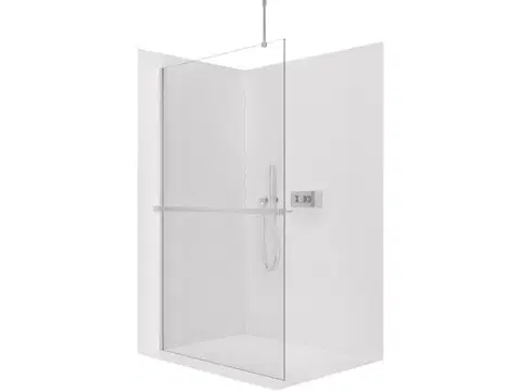 Držadlá k vani CERANO - Sprchová zástěna Walk-in Onyx Top Round L/P - 10 mm - kulatá vzpěra + polička/držák na ručníky - chrom, transparentní sklo - 160x200  CER-8050BD785927