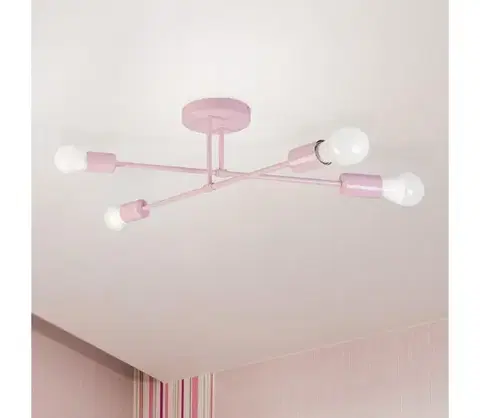 Svietidlá  Prisadený luster CAMBRIDGE 4xE27/15W/230V ružová W-2022/4 LPK