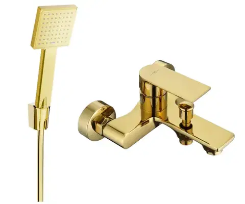 Kúpeľňové batérie MEXEN/S - R45 Royo vaňová batéria so sprchou set, zlato 7223R45-50