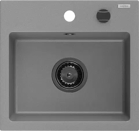 Kuchynské drezy MEXEN/S MEXEN/S - Milo granitový drez 1 435 x 410 mm, sivá, + čierny sifón 6505441000-71-B