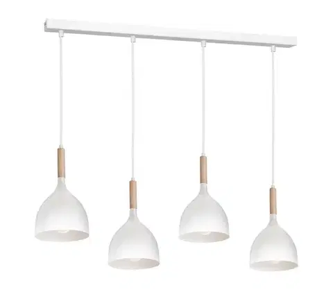 Svietidlá  Luster na lanku NOAK WOOD 4xE27/15W/230V biela/buk 3710