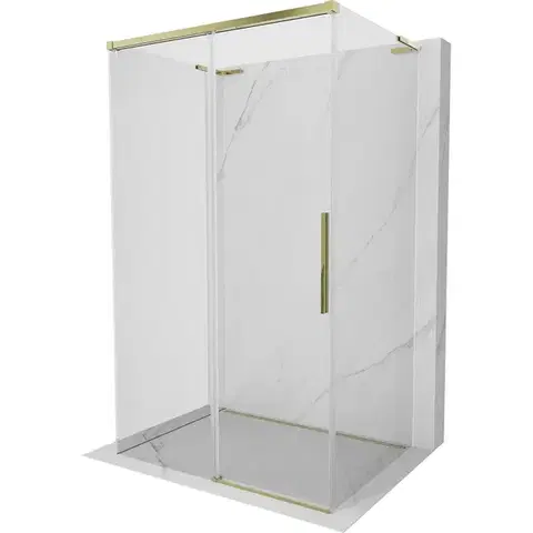 Sprchovacie kúty MEXEN/S - Rox-3S L sprchový kút 3 stenný, posuvný 150 x 75, transparent, zlato 8C2L-150-075-50-00-3S