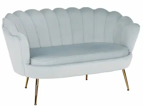 Pohovky a gauče KONDELA Noblin dvojsedačka sivomodrá (Velvet) / zlatá