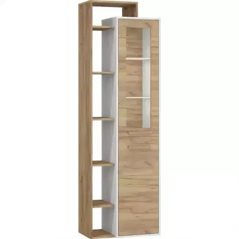 Vitríny a regály do obývačky Vitrína RIO L1D craft biela/zlatý