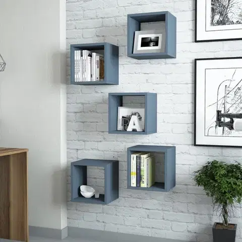 Bytové doplnky a dekorácie Nástenná polica Box - Blue